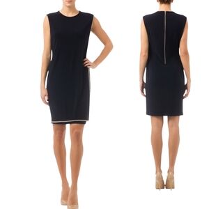 Joseph Ribkoff Black Sheath Dress Crystal Trim Sleeveless Sz 12